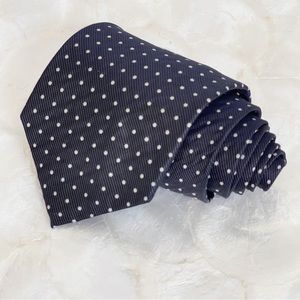 Donna Karen Black White Polkadot Mens Silk Tie 57” Classic